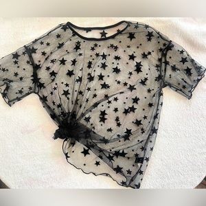 Sheer black stars shirt- sz small